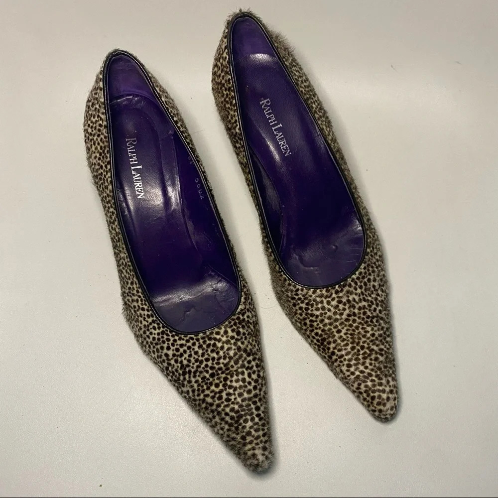 Ralph Lauren Animal Print Textured Stiletto Heels